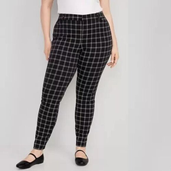 🔥 3/$15 🔥  Old Navy Pixie High Rise Secret Slim Pockets Window Pane Pants 16 - Picture 1 of 7